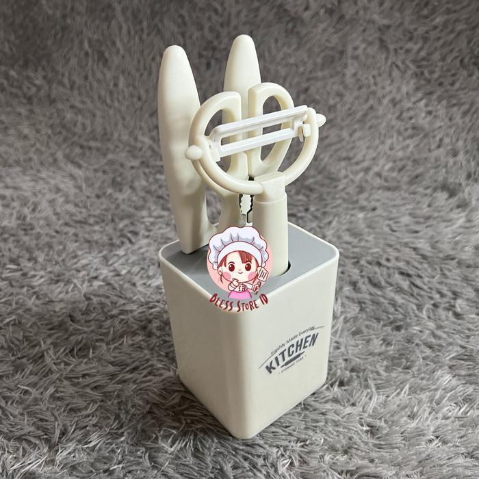 Pisau Satu Set Dengan Wadah Penyimpanan Warna Putih