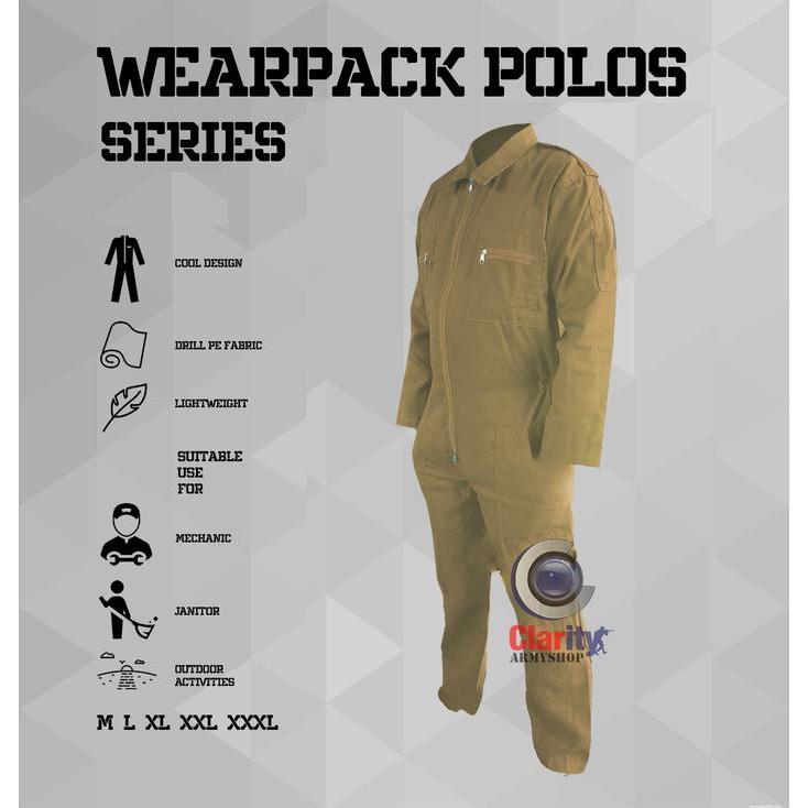 Seragam Kerja Werpak Bengkel Baju Wearpack Lapangan Las Safety Katun Polos Janitor Coverall Biru