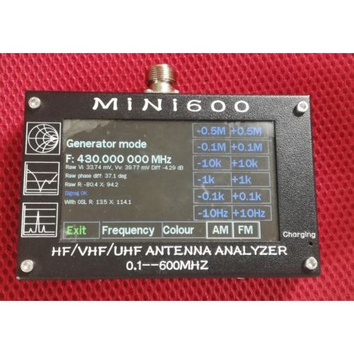 Terbaru 0.1-600MHz HF/VHF/UHF ANT SWR Antenna Analyzer Meter Mini600 + Battery
