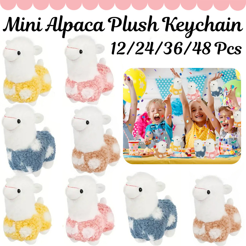 12-48Pcs Mini Alpaca Plush Keychain Llama Stuffed Animal Multicolor Alpaca Keyring For Birthday