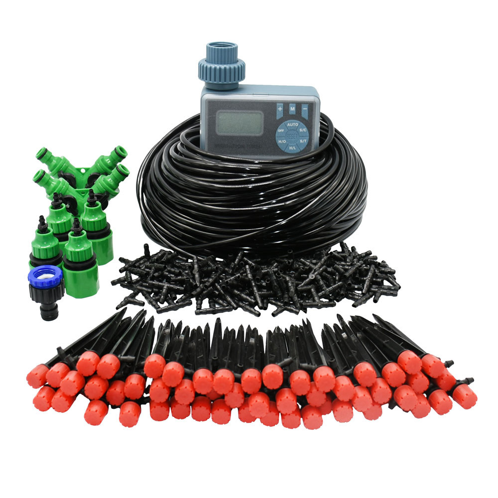 5-50M Automatic Garden Watering System DIY Timer Water Drip Irrigation System Plant Watering Kit Red