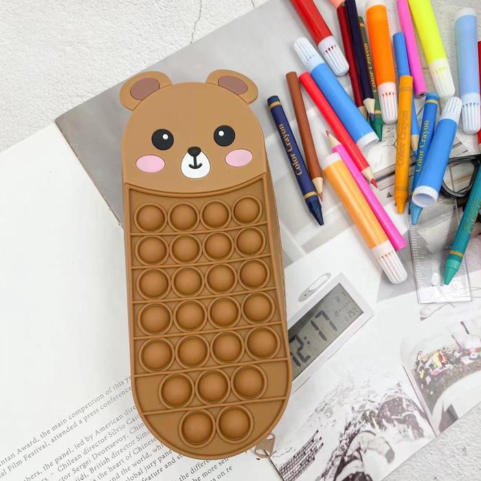 Tempat Pensil Silikon Pop It / Tempat Pensil Silikon Lucu Anak Perempuan Laki Laki / Pensil Case /