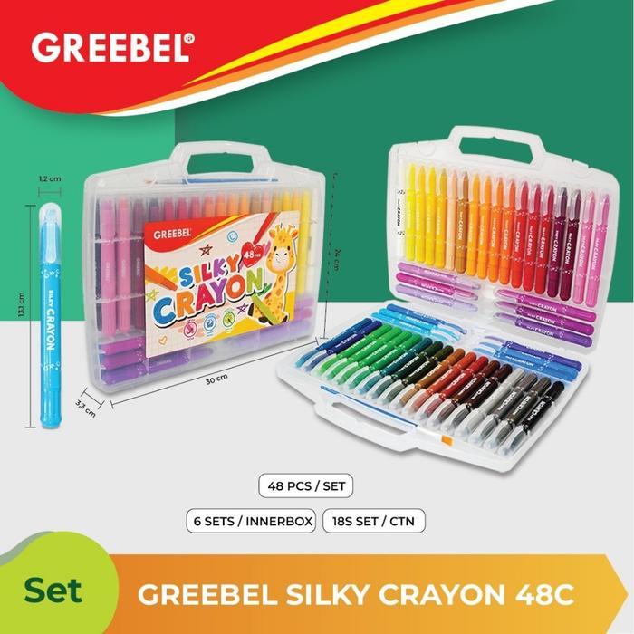 GREEBEL Silky Crayon Twist 48 Warna Efek Cat Air Isi 48 Warna