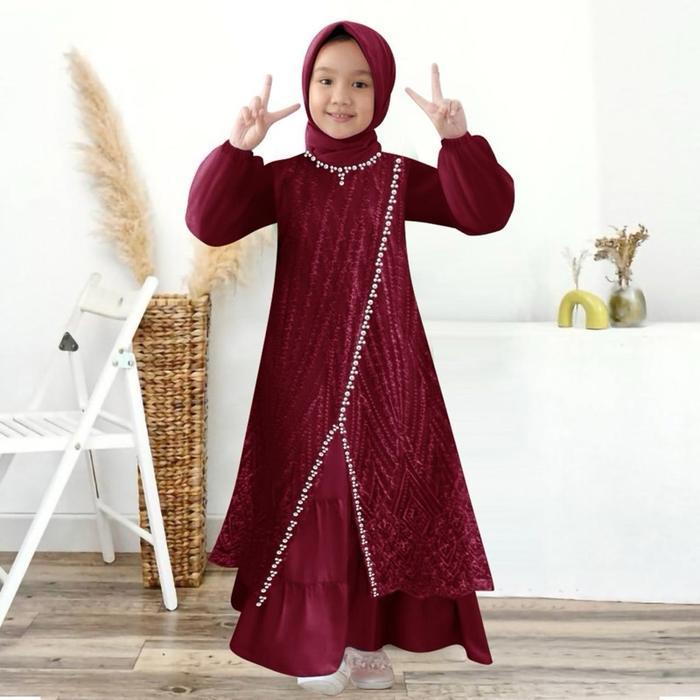 Ini Murah Kid Maudy Gamis Pesta Anak Gamis Cantik Seragam Acara Baju Pesta Anak Perempuan Dress