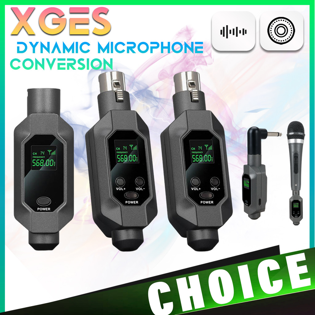 Wireless Microphone System XLR Mic Converter Adapter UHF Automatic Transmitter Setup For Condenser