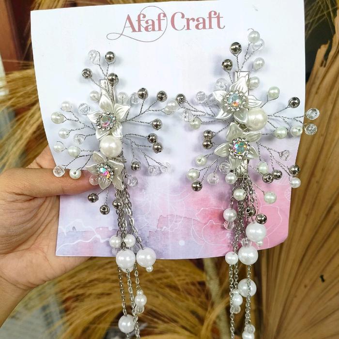 TIARA HIJAB AKSESORIS PENGANTIN Putih