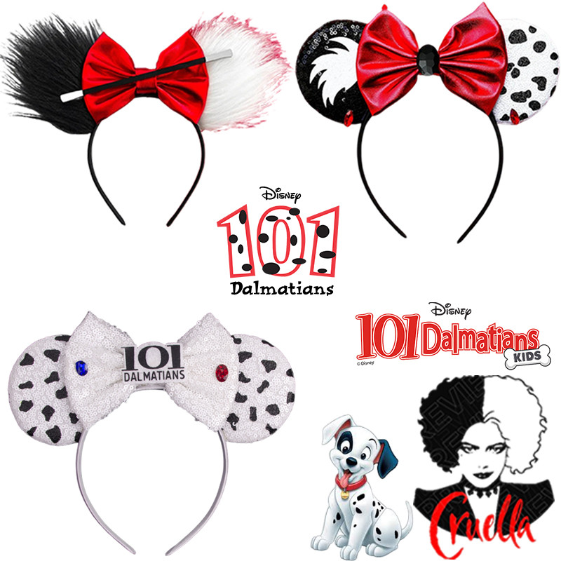 Disney Pongo 101 Dalmatians Head Accessories Women Mickey Ears Headbands Kids Cosplay Cruella Hair
