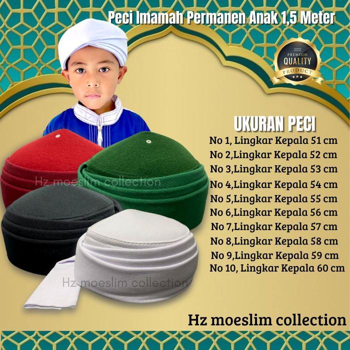 TERMURAH Peci Imamah Permanen 1,5 Meter Anak-anak Sorban Imamah 3 Meter Sorban Kyai Imamah Kian