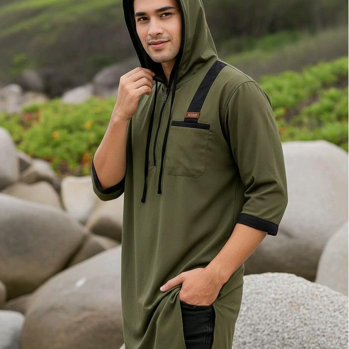 Koko Kurta Hoodie,koko Gaul,koko pakistan,koko melayu,Baju Muslim Pria Dewasa ,koko Model