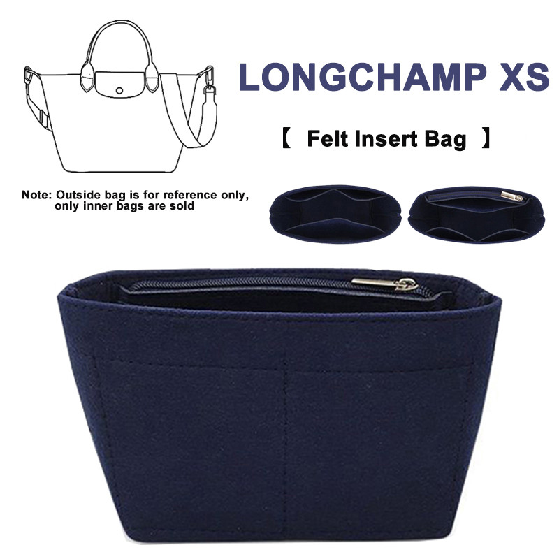 EverToner Felt Cloth Insert Bag For Longchamp LE PLIAGE CUIR Top Handle Bag XS Bag Organizer Makeup