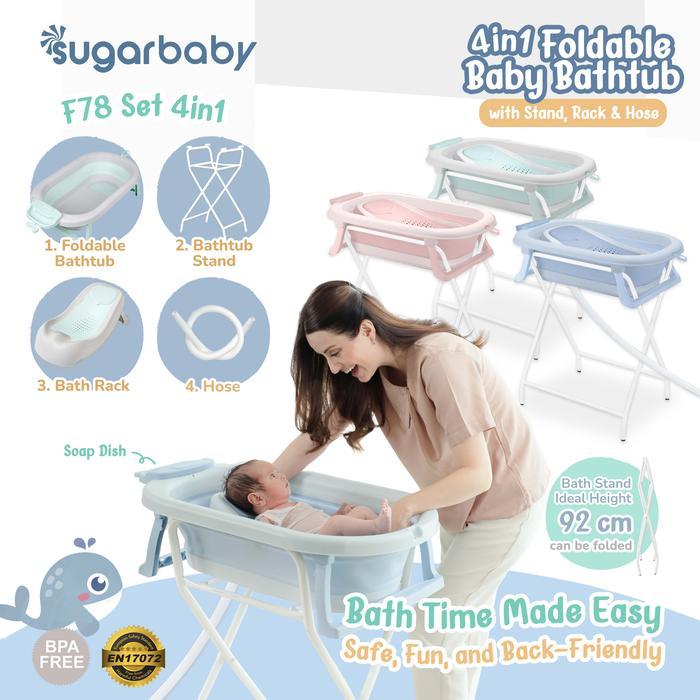 Promo Sugar Baby F78 Set 8In1 & 4In1 Foldable & Standing Baby Bathtub/Sugar Baby Bathtub/Bak Mandi