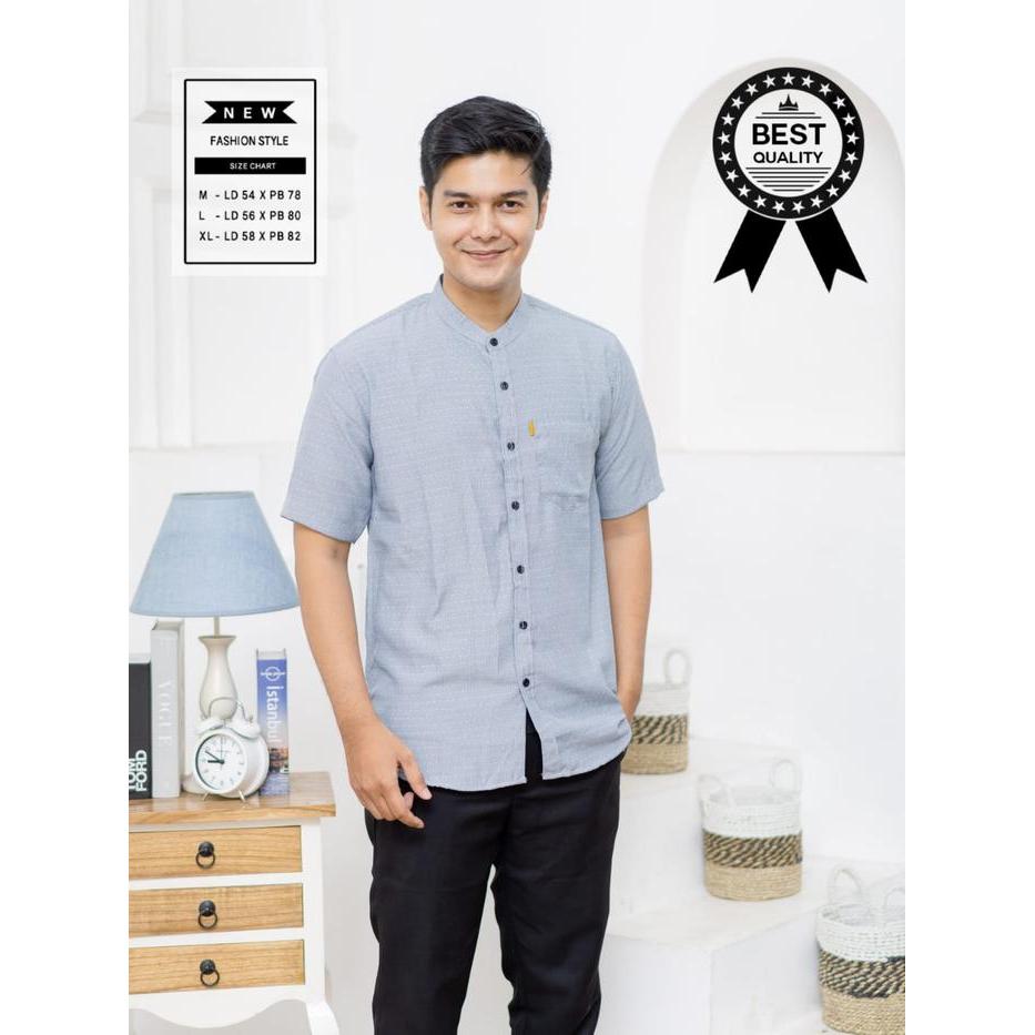 Jino Kemeja Koko Lengan Pendek Baju Muslim Pria Dewasa Ukuran Standar Motif Simple