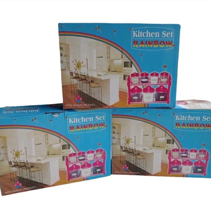 Rainbow set Kitchenware rak Dapur Bumbu Alat Pink Toples