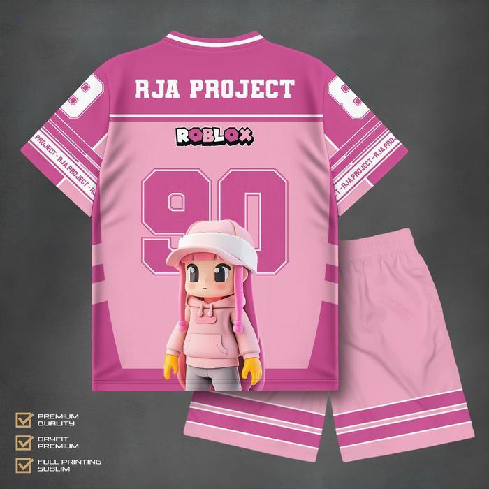 PREMIUM Setelan Kaos Anak Roblox Pink Cewek Lucu Premium Quality Baju Anak Roblox Pink Premium