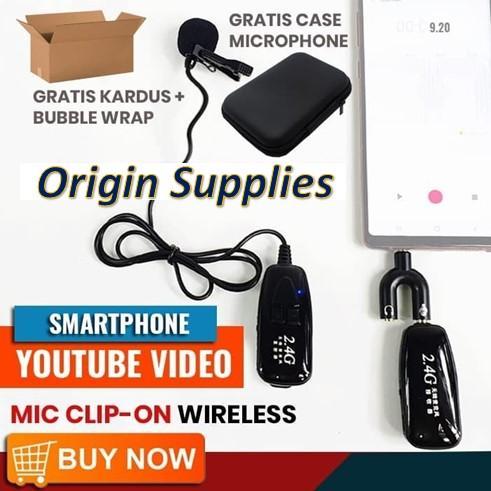 MICROPHONE MIC CLIP ON WIRELESS 2.4G VLOGGER UNTUK SMARTPHONE HP