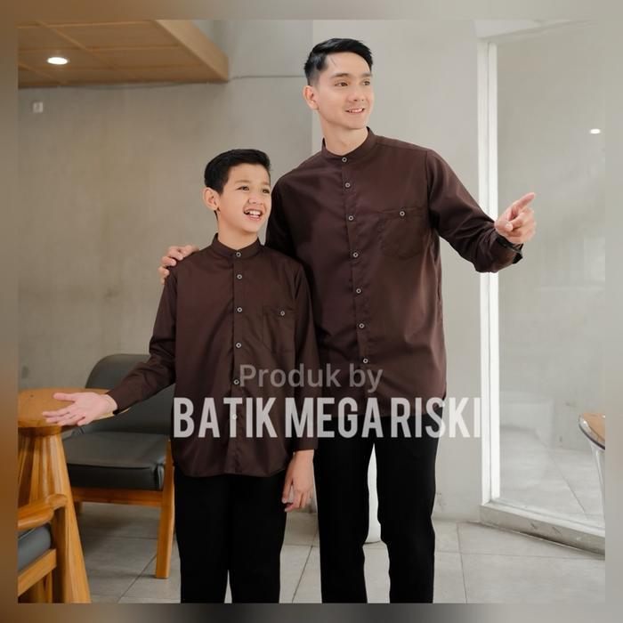 (SPESIAL RAMADHAN) BAJU KOKO COUPLE AYAH ANAK WARNA BIRU DENIM BAHAN TOYOBO - ATASAN KEMEJA KOKO