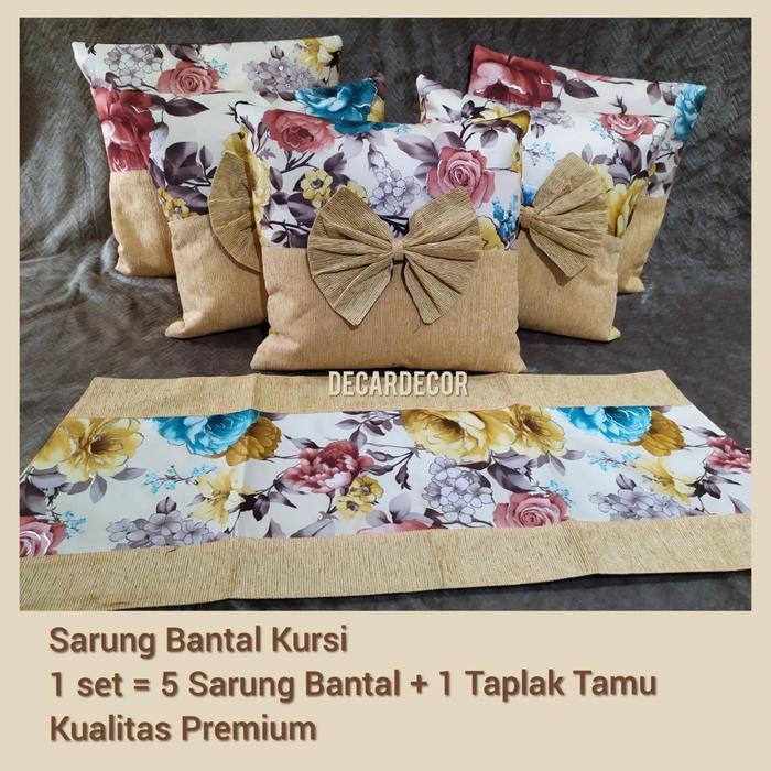 Sarung Bantal Sofa Shabby Chic Imlek Motif Bunga Cantik Minimalis