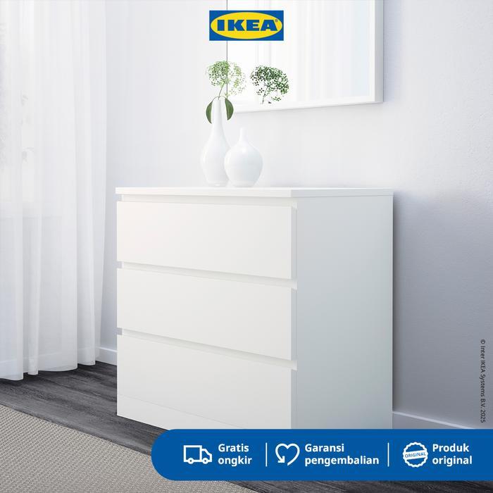IKEA MALM Set 2 Lemari 2 Laci dan 1 Lemari 3 Laci Minimalis Putih Meja Furniture