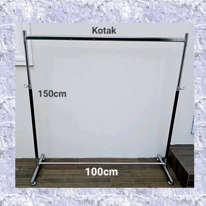 gawang gantungan baju palang pipa kotak 100 cm Aluminium Buah