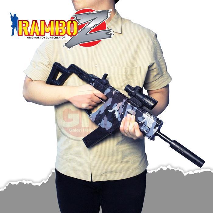 Mainan Pistol Tembakan RamboZ Electric Blaster Gel JUMBO Aman M416/M249/QBZ95/Kriss Vector Peluru Au