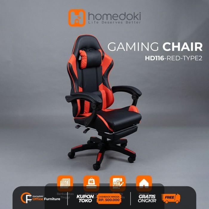 Homedoki Kursi Gaming - Kursi Putar Ergonomis dengan 4 Pilihan Warna