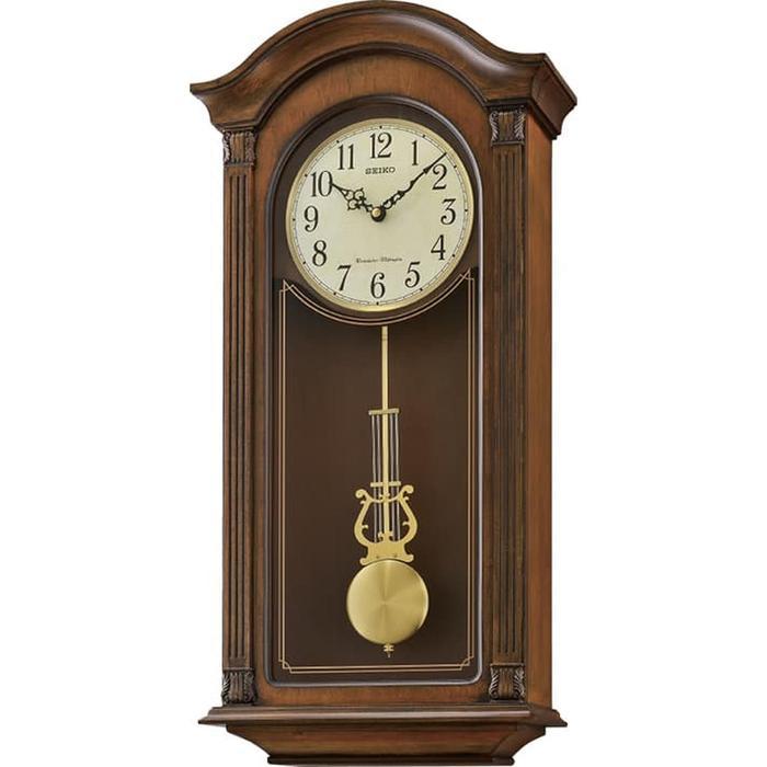 Seiko Wooden Wall Clock QXH066B Dual Chimes Hourly Strike / Jam QXH066