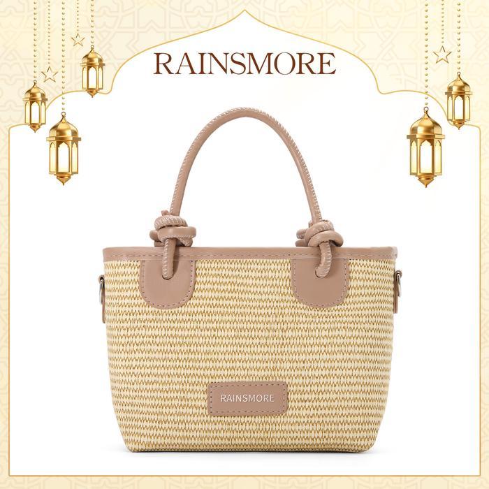 RAINSMORE - Tas Anyaman Rotan untuk Wanita, Model Selempang dan Tas Tangan Kotak Kecil yang Stylish