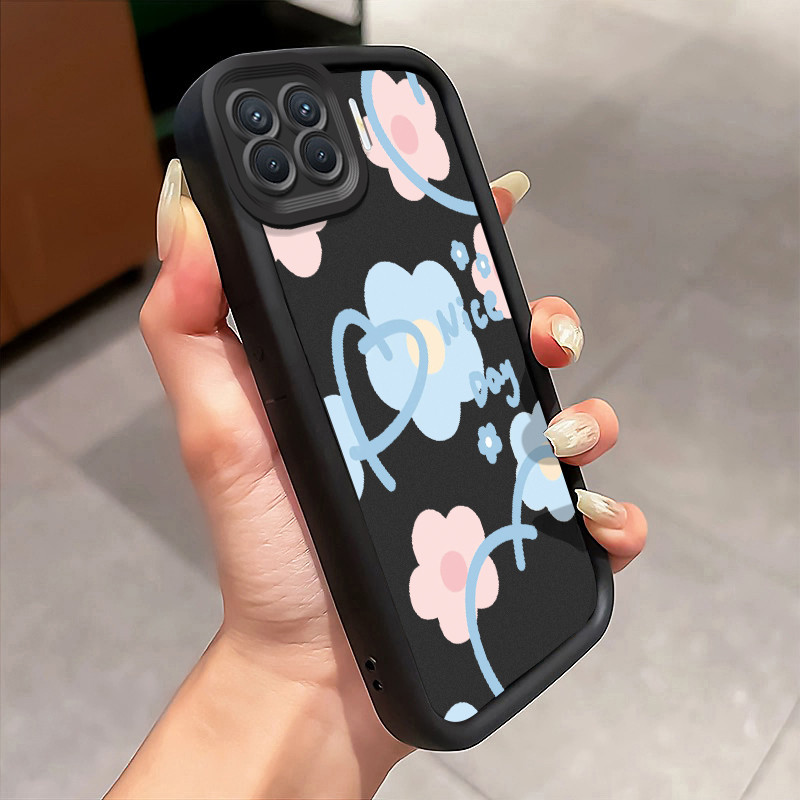 Casing Hp OPPO A93 F17 Pro OPPO Reno 4F Reno 4 Lite Case Bunga biru muda Kasing silikon Cesing Bagus