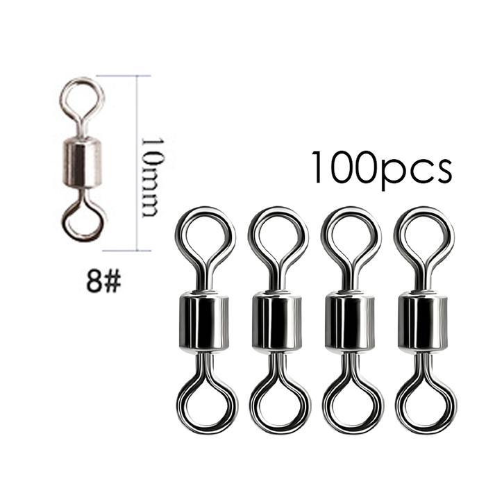 100pcs Swivel Kili Kili Mancing Kili Kili Pancing Fishing Connector Barel Pancing Rolling Swivel
