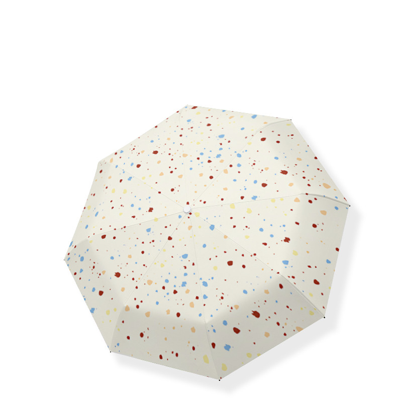 BELI SEKARANG Cream Ink Splash Art Umbrella - Auto Open Close Sun Parasol, UPF 50+ Black Lining UV/H