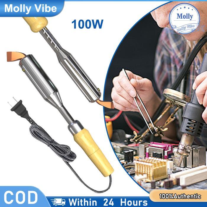 Solder Listrik Tipe Luar 100W Pegang Kayu Ujung Tembaga Untuk Lukisan Solder dan Pekerjaan Las