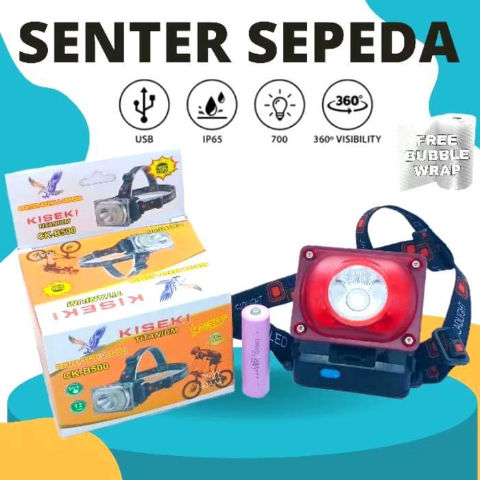 SALE Kiseki Senter Kepala Senter Sepeda Anti AirKiseki Lampu Senter Kepala dan Sepeda KISEKI B500