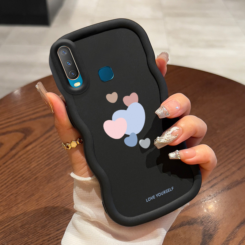 Casing Hp Untuk VIVO Y12 Y12i Y15 Y17 Y3 Y3s 2020 Case Heart-shaped colors Gelombang Cesing Kesing H