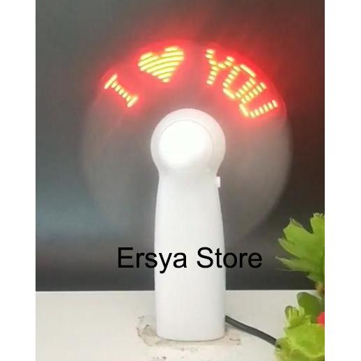 PROMO KIPAS LED MINI FAN MERAH ISI PESAN - I WANT YOU BLUE - TO KNOW THAT - I LOVE YOU Red