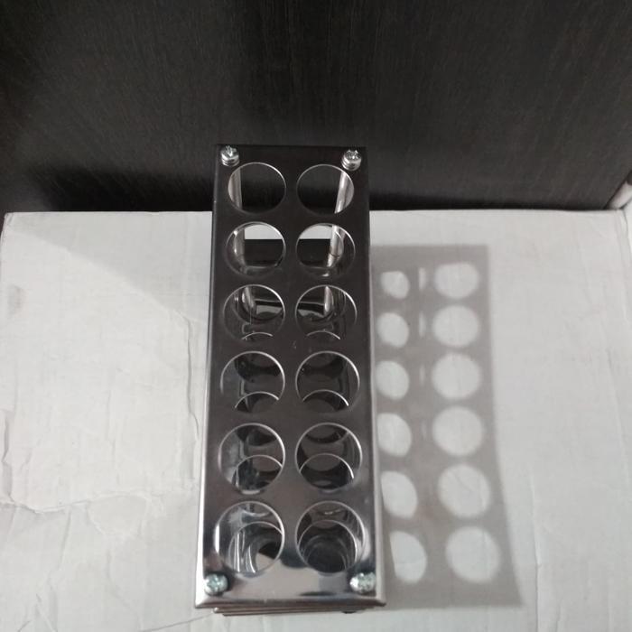 RAK TABUNG REAKSI STAINLESS STEEL 12 LUBANG - TEST TUBE RACK