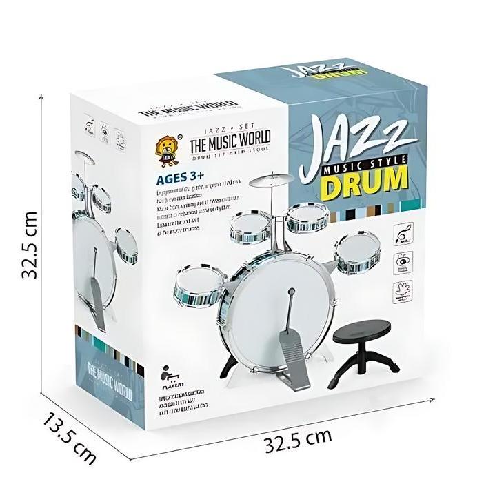 [KST] Mainan Set Musik Drum Jazz Jumbo Alat Edukasi Anak Bass Cymbal Stik Kursi Kado Ulang Tahun