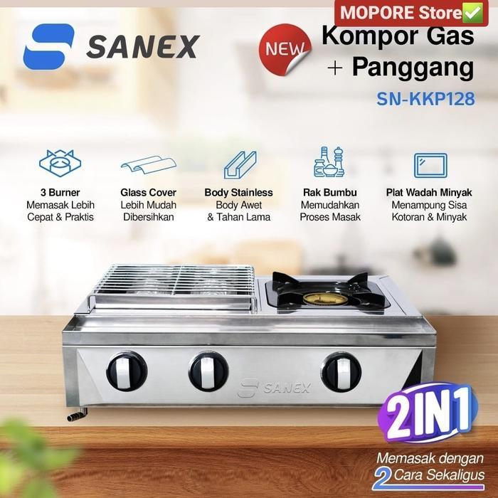 Kompor Gas Sanex 2 Tungku 2in1(Panggangan dan Kompor)