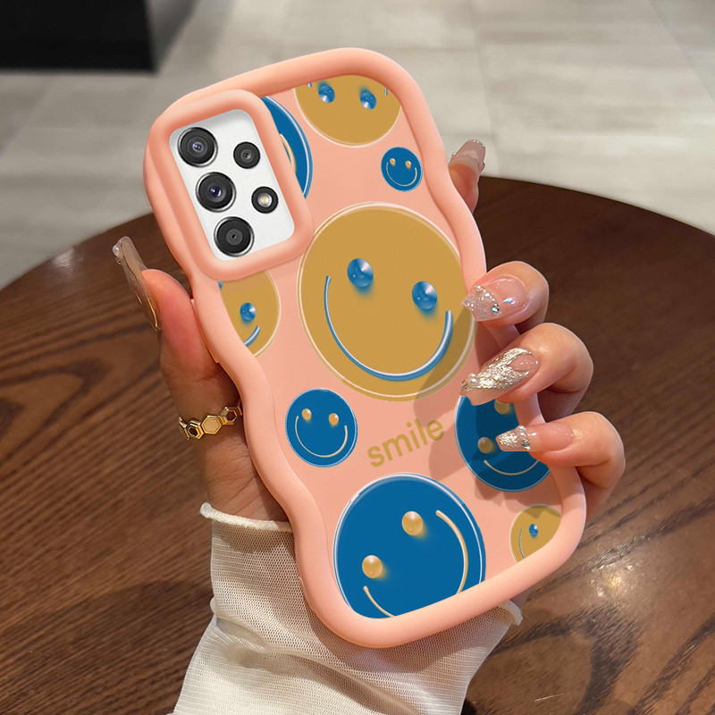 Casing Hp Untuk Samsung A52 4G A52 5G A52s Case smiley face Kartun Cesing Wave Gelombang Kesing Fros