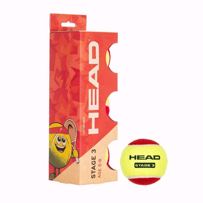 BOLA TENIS HEAD TIP RED JUNIOR STAGE 3 / BOLA HEAD JUNIOR MERAH ISI 3 / HEAD JUNIOR TENNIS BALL /