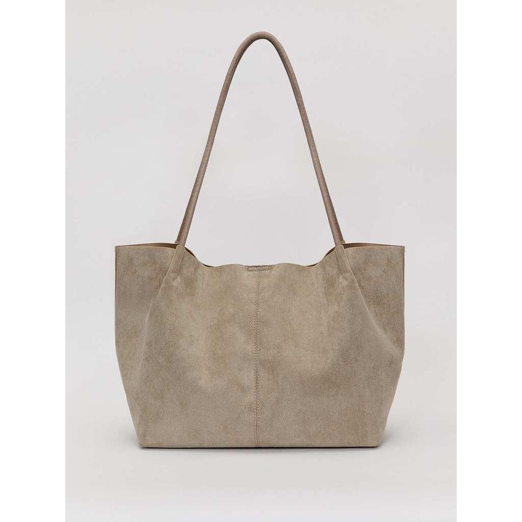 Pomelo - Tas Wanita Suede Tote Bag - Fair Beige