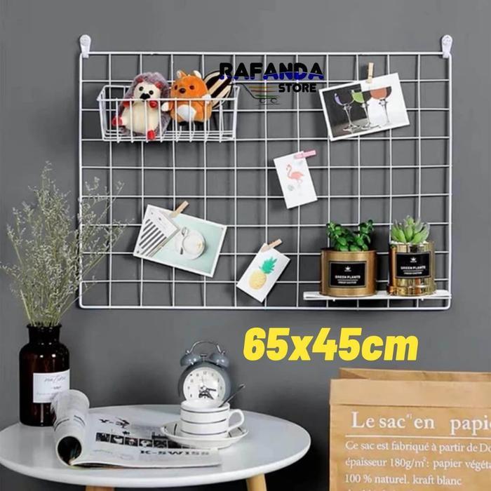 Wire grid wall 65x45cm hijang gantungan aksesoris kawat ram besi dinding gantungan poto polaroid