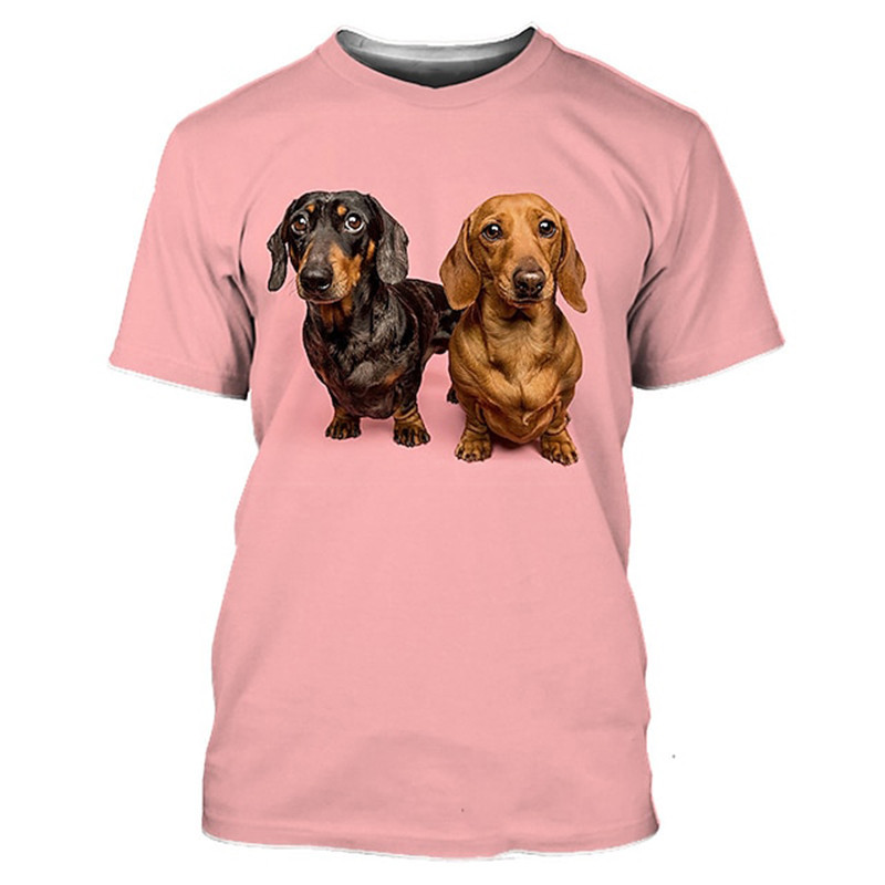 Dachshund Dog T-Shirts Animal 3D Print Summer Men Women Streetwear O-Neck T Shirt Oversized Harajuku