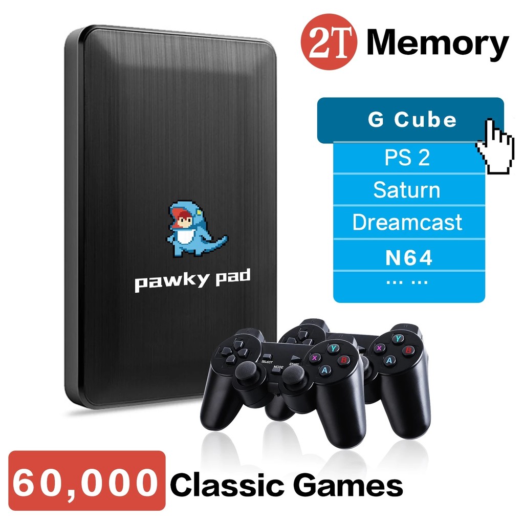 2T HDD Pawky Pad for G Cube/Saturn/PS2/Naomi Retro Video Game 4K 3D Portable External Game Console 6