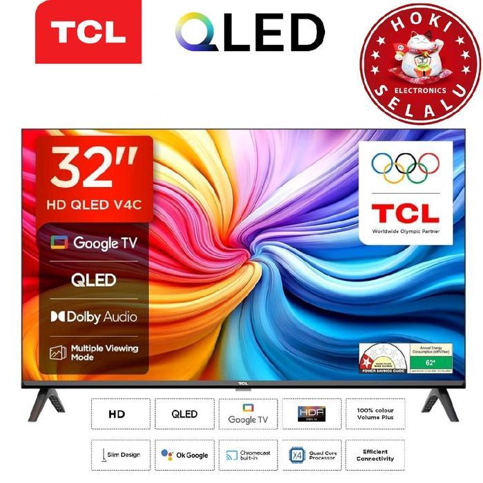 TCL Smart Google TV 32 Inch 32V4C V4C QLED Quantum Dot Led Multiple Eye Care Dolby Audio Digital HD 