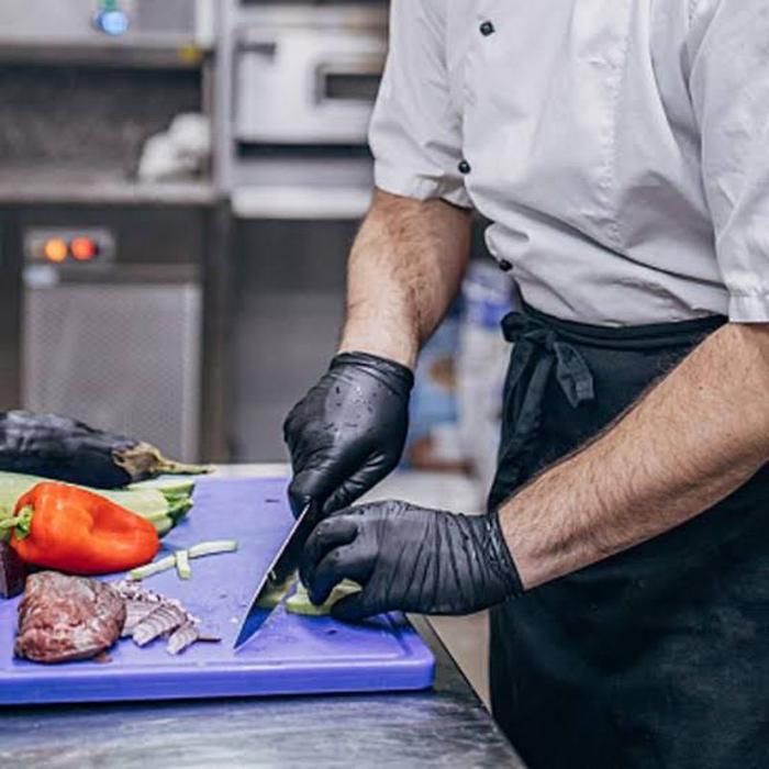 [ 1 Box Isi 100 ] Sarung Tangan Karet Hitam Nitrile Food Grade