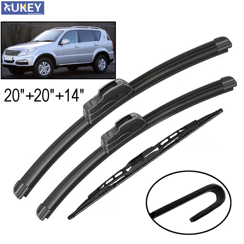 Xukey 3Pcs/set Front Rear Tailgate Wiper Blades For Ssangyong Rexton 2016 2015 2014 2013 2012 2011