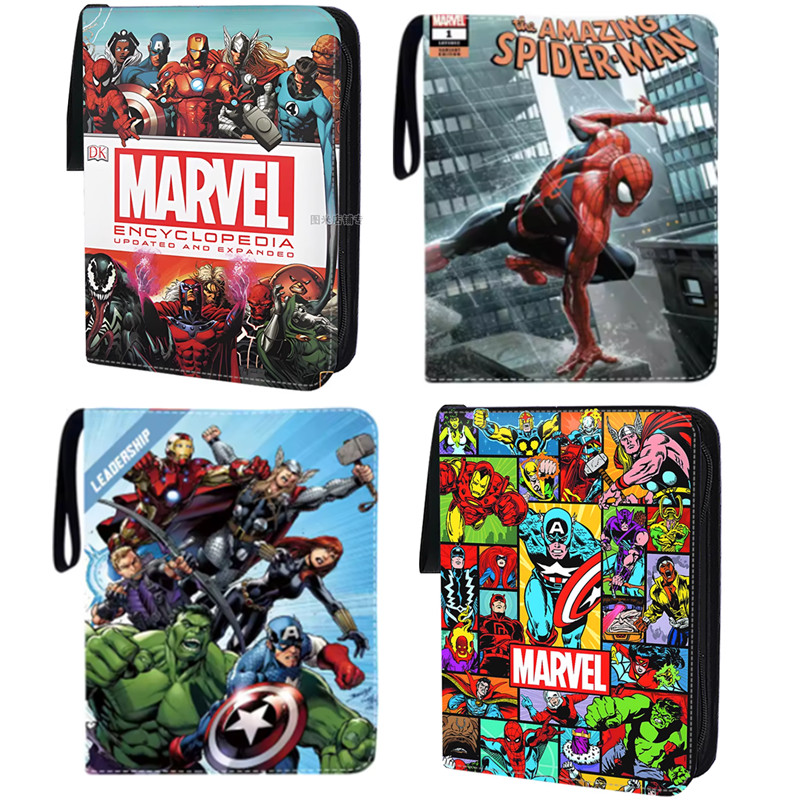 400pcs/900pcs Card Album Book Anime Marvel Spider Man Iron Man Thor Collection Card Zipper Game