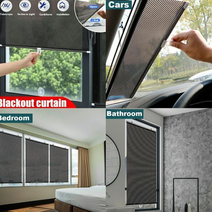 Hordeng Tirai Jendela Gulung Tempel Kaca Pelindung Panas Roll Gorden