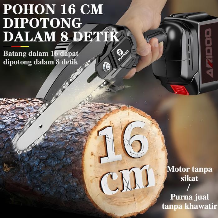 Gergaji Listrik Mini Chainsaw Listrik Tanpa Kabel Gergaji Listrik Genggam 96V Memotong Kayu Chainsaw