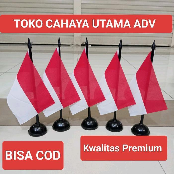 BENDERA MERAH PUTIH MEJA / BENDERA MEJA MERAH PUTIH + TIANG KAYU